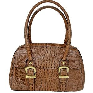 Etienne Aigner Vintage Brown Croc-embossed Leather Shoulder Bag